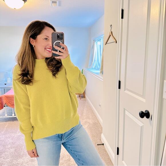 By Together Lime Green Ribbed Easy Street Sweater Medium - Picture 1 of 13